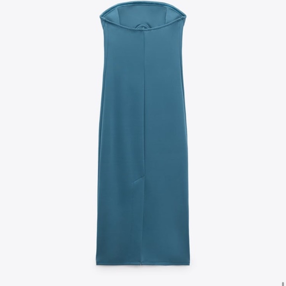 Zara STRAPLESS DRESS BLUE - Picture 9 of 9